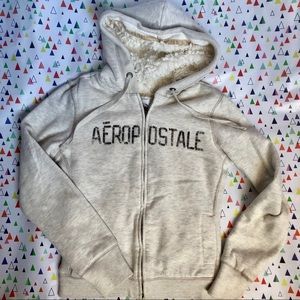 Aeropostale Woman’s cream Zip-Up Lined Hoodie